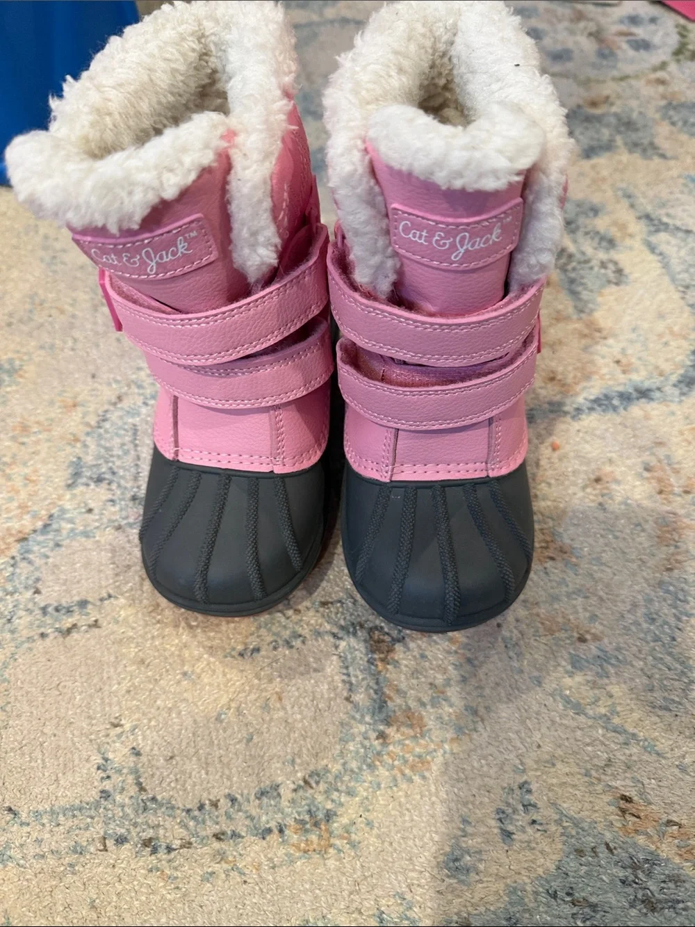 Cat & Jack Pink and Black Girls' Faux-Fur Snow Boots